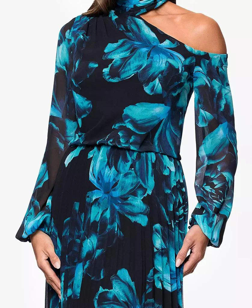 XSCAPE Women's Printed Mock-Neck Cutout Maxi Dress 5