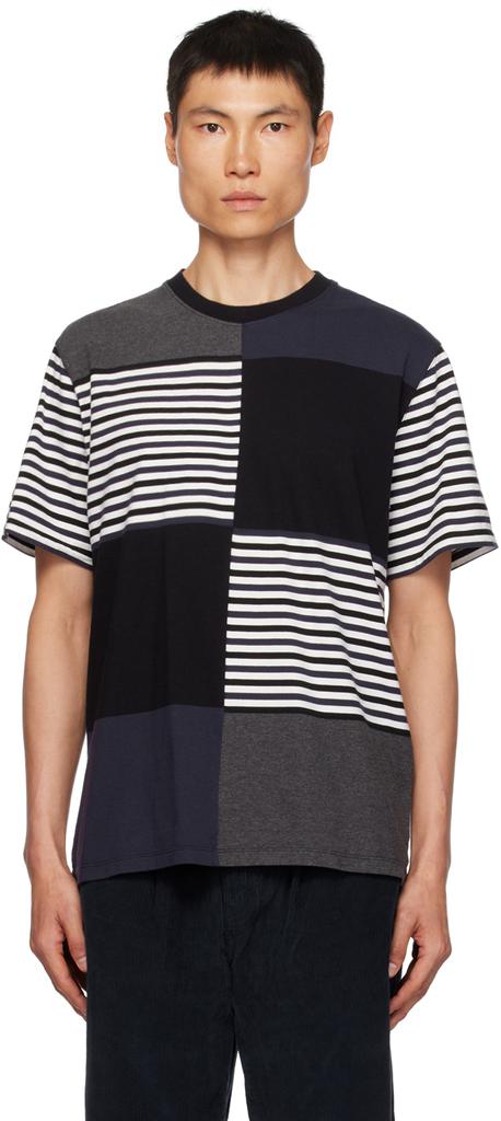 Noah Navy & Black Patchwork T-Shirt