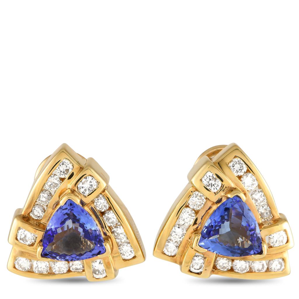 Non Branded 14K Yellow Gold Diamond and Tanzanite Earrings MF06-012424