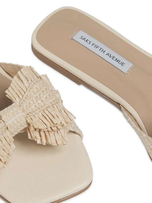 Saks Fifth Avenue ​Ravello Raffia Double-Bow Slide Sandals 6