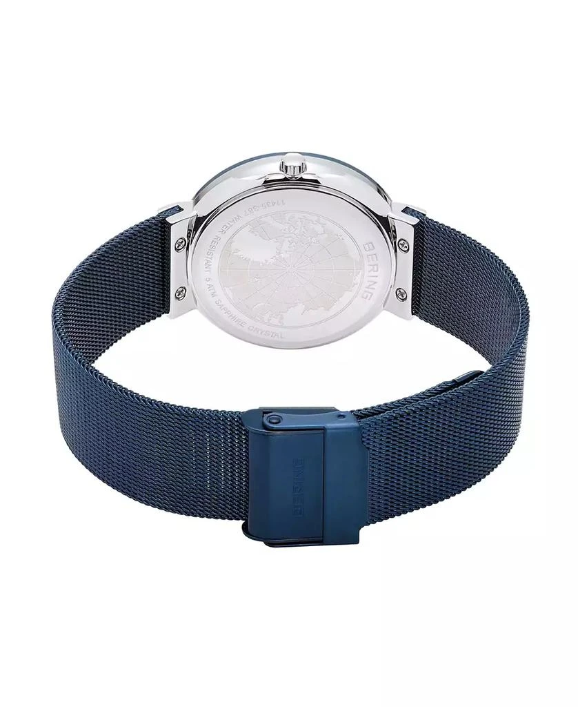 Bering Women's Ceramic Crystal Blue Stainless Steel Mesh Bracelet Watch 35mm 3