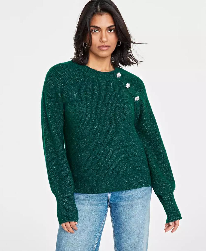 On 34th Women's Raglan-Sleeve Jeweled-Button Sweater, Created for Macy's
