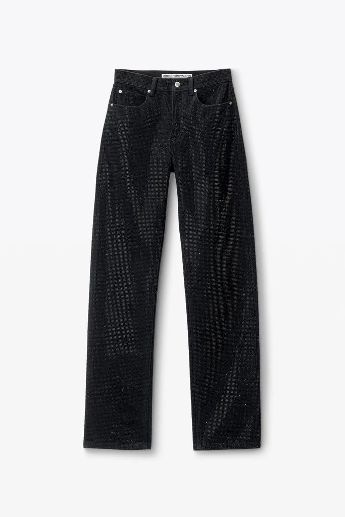 Alexander Wang ez crystal rhinestone hotfix straight-leg jeans in cotton 2