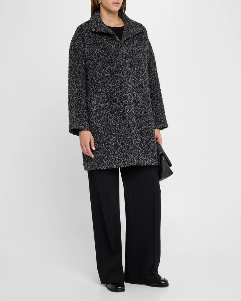 Eileen Fisher Petite Stand-Collar Curly Alpaca Wool Coat 4