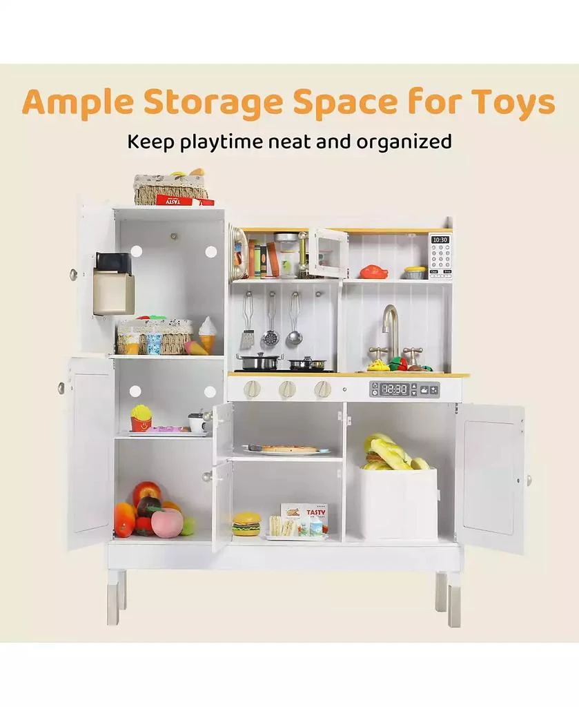 Kinder King Pretend Play Kitchen Wooden Toy Set for Kids w/Lights 
Sounds, Utensils, Oven, Microwave 8