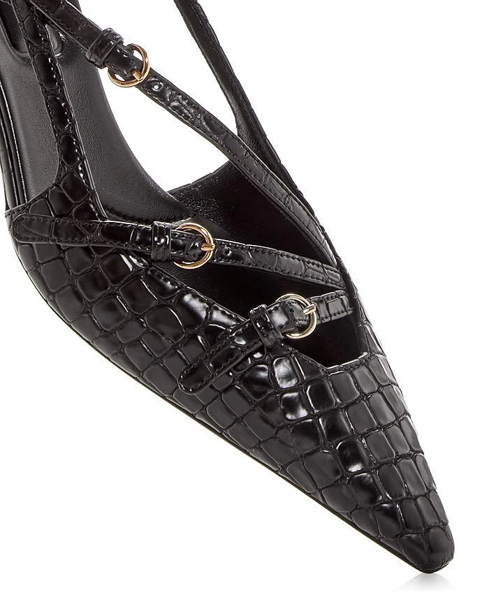 Miu Miu Women's Croc Embossed Pointed Toe Pumps 5