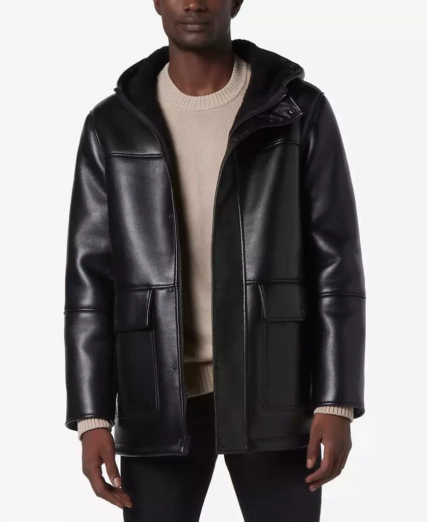 Marc New York by Andrew Marc Men's Donohue Faux Leather Fleece-Lined Parka Jacket 1