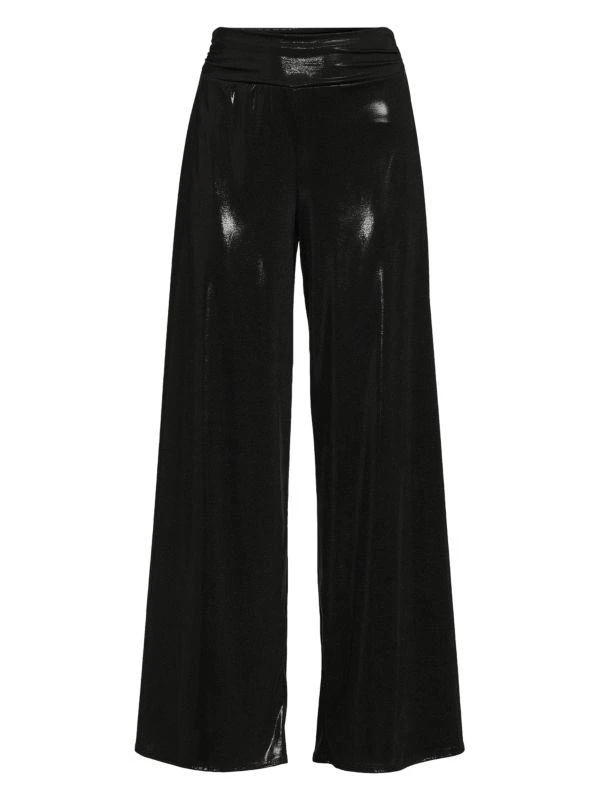 Renee C. Shiny Jersey Wide Leg Pants 3