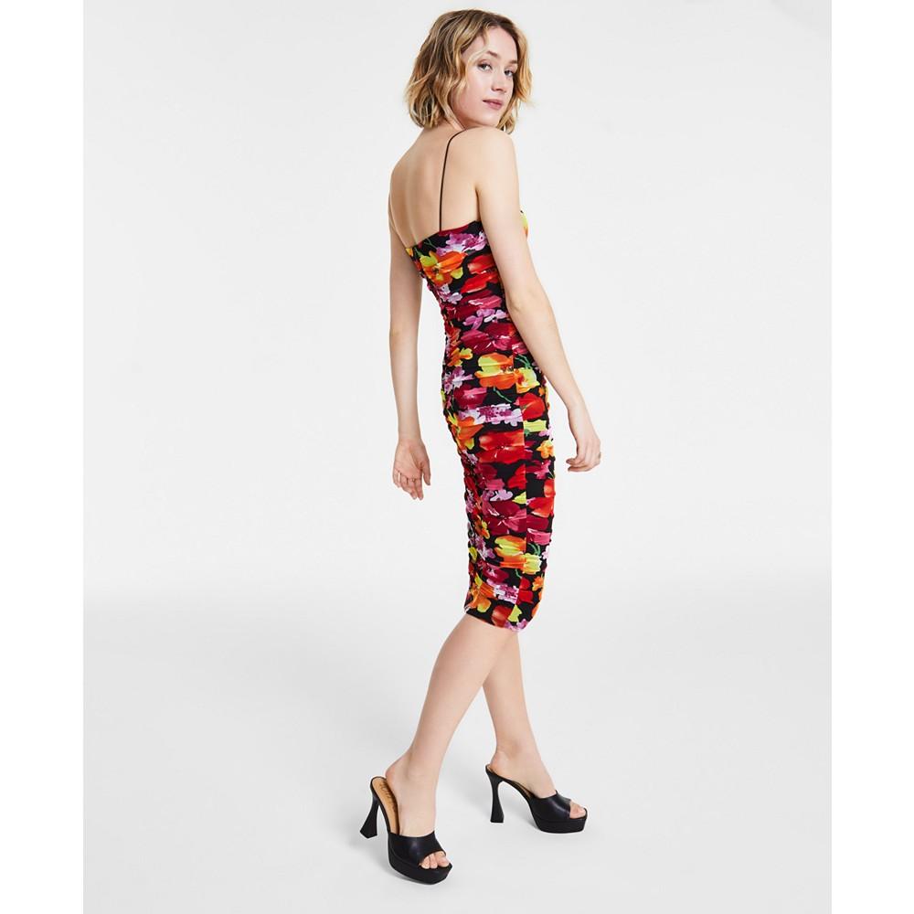 B Darlin Juniors' Bungee-Strap Ruched Bodycon Midi Dress