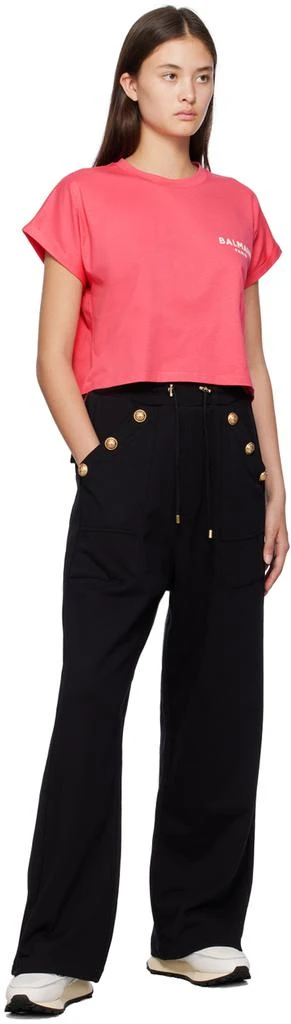 Balmain Pink Flock T-Shirt 4