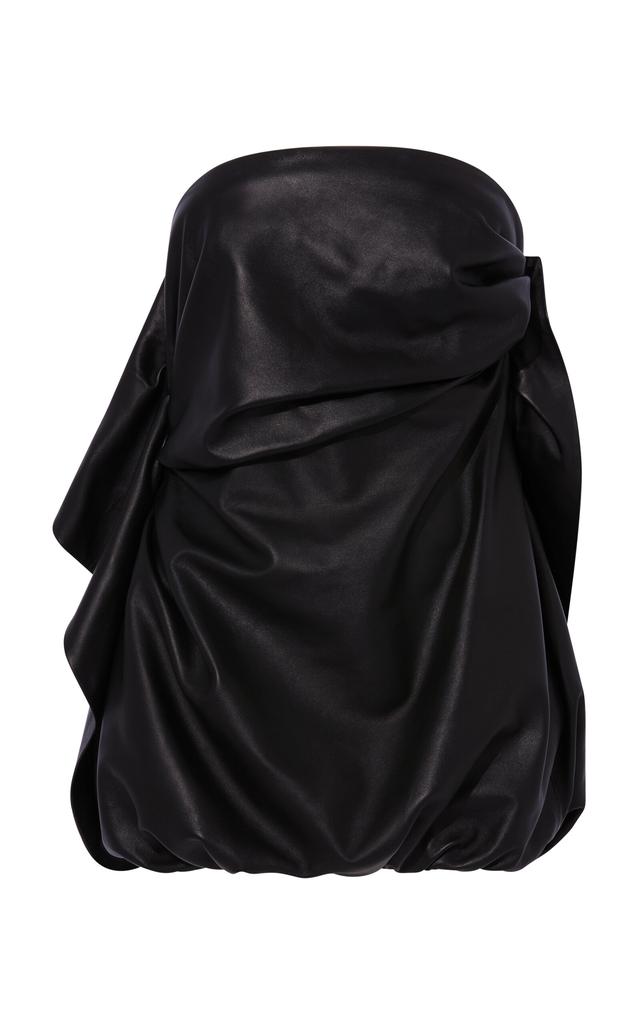 The Attico The Attico - Strapless Draped Leather Mini Dress - Black - IT 38 - Moda Operandi