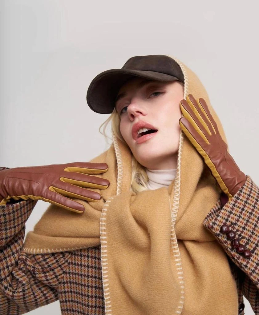 Echo Design Women
s Colorblock Leather Gloves In Cinnamon Bark 3