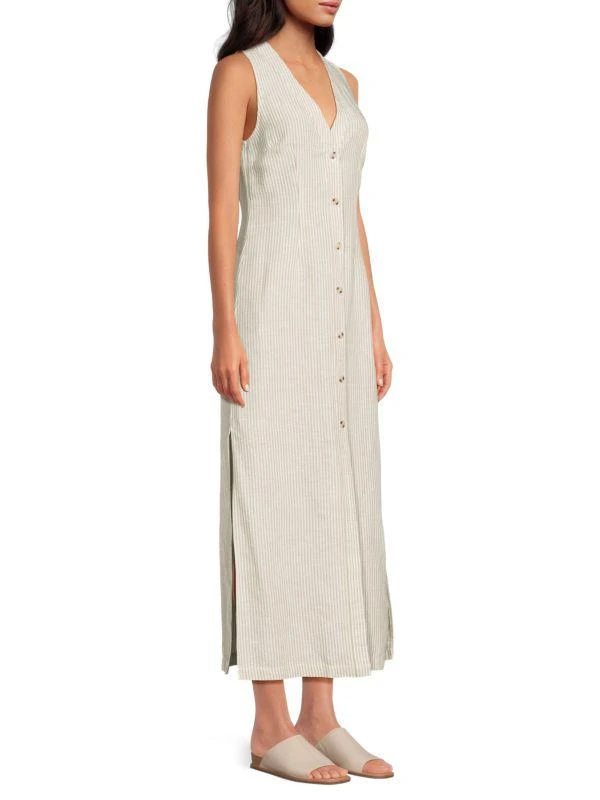 Onia Striped Linen Blend Midi Dress 3