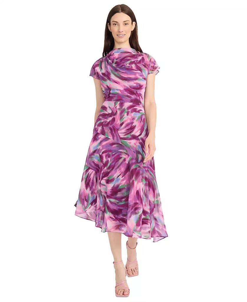 Maggy London Women's Printed Asymmetrical Midi Dress
