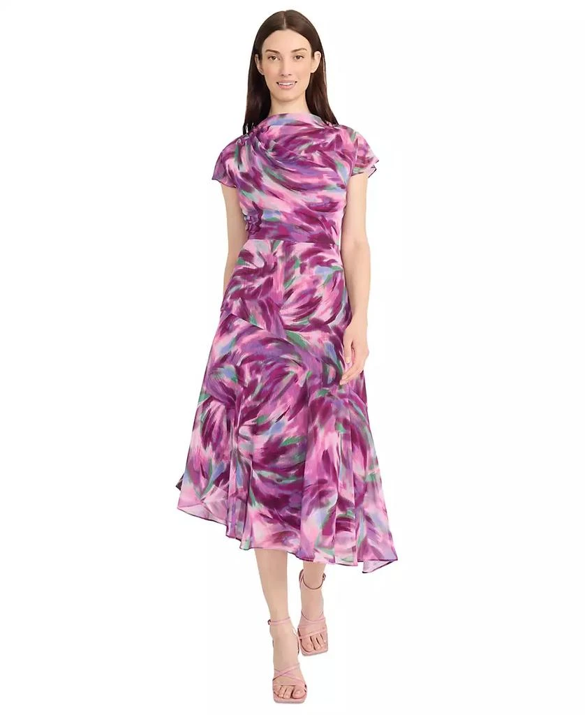 Maggy London Women's Printed Asymmetrical Midi Dress 1