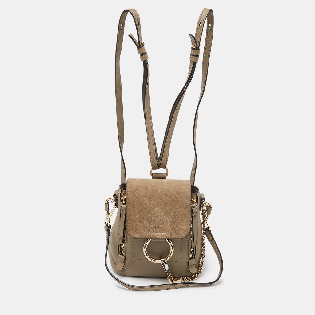 Chloe Chloe Beige Leather and Suede Mini Faye Daye Backpack