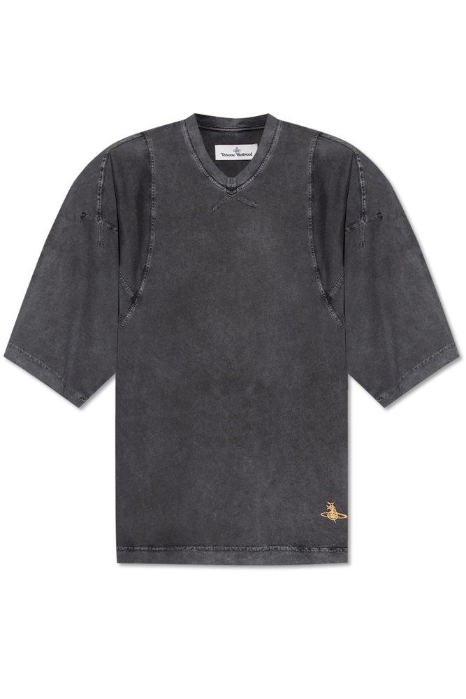 Vivienne Westwood Vivienne Westwood Logo Embroidered V-Neck T-Shirt