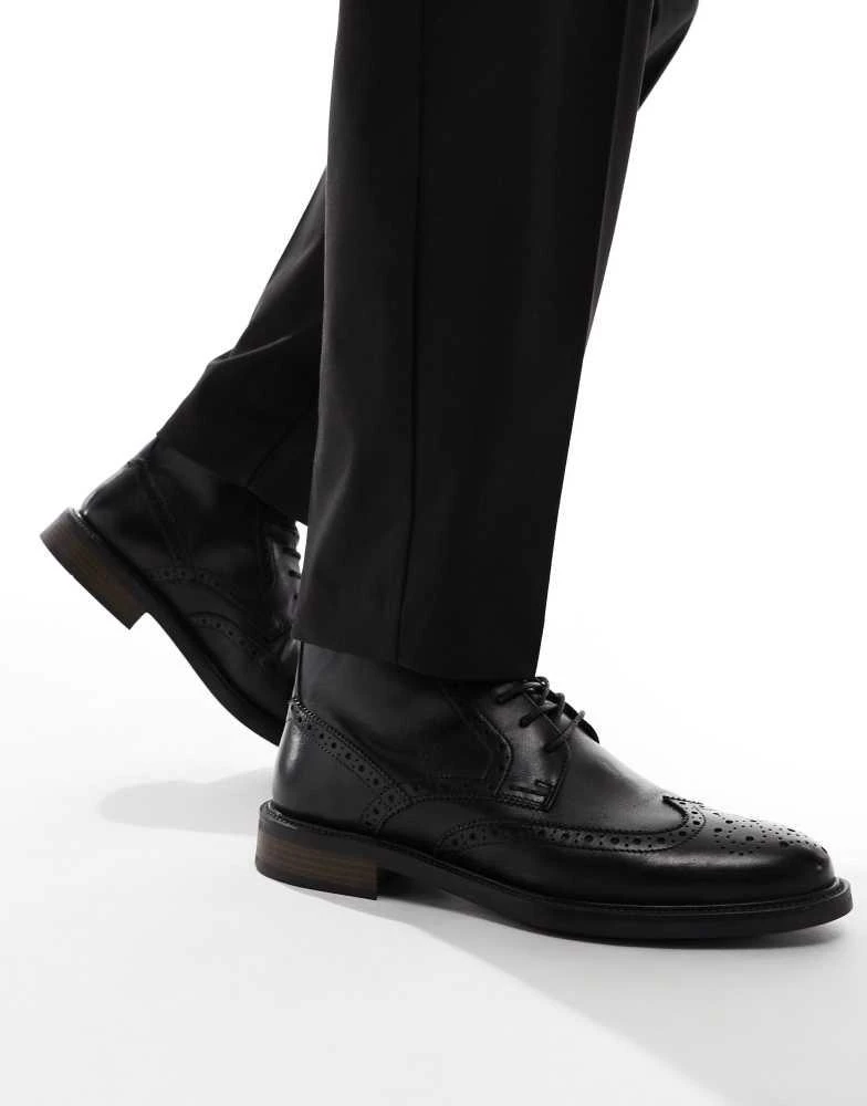 ASOS ASOS DESIGN lace up brogue boots in black leather 1