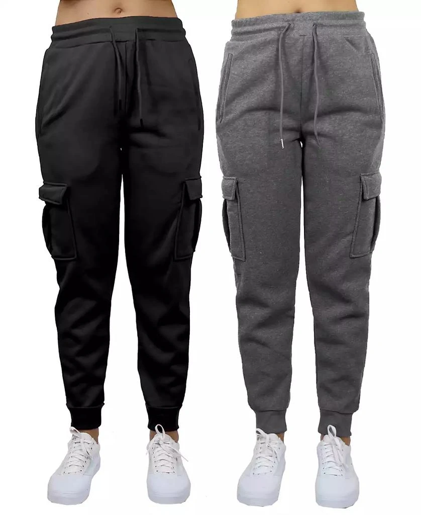 Galaxy By Harvic Women's Heavyweight Loose Fit Fleece Lined Cargo Jogger Pants Set, 2 Pack 1