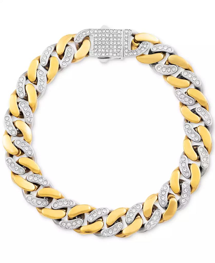 LEGACY for MEN by Simone I. Smith Men
s Crystal Curb Link Bracelet in Stainless Steel 
Gold-Tone Ion-Plate