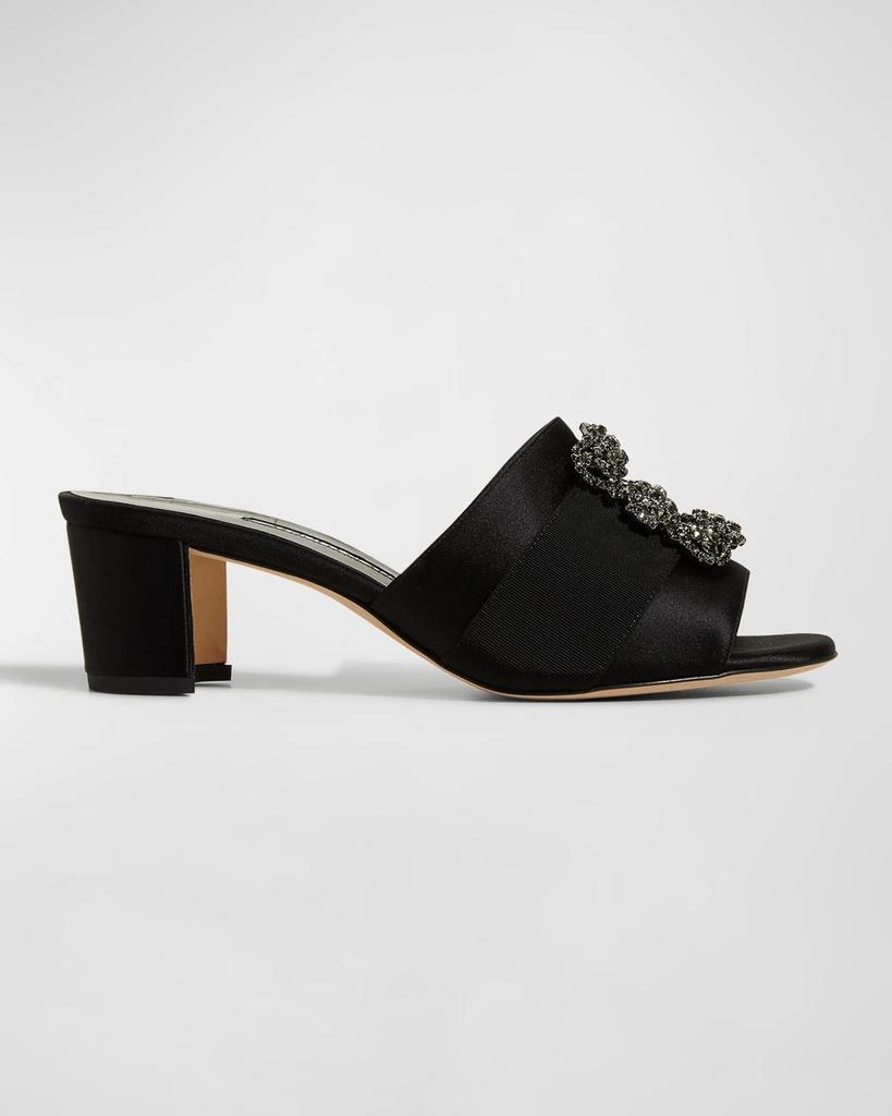 Manolo Blahnik Marta Crystal Buckle Silk Sandals 1
