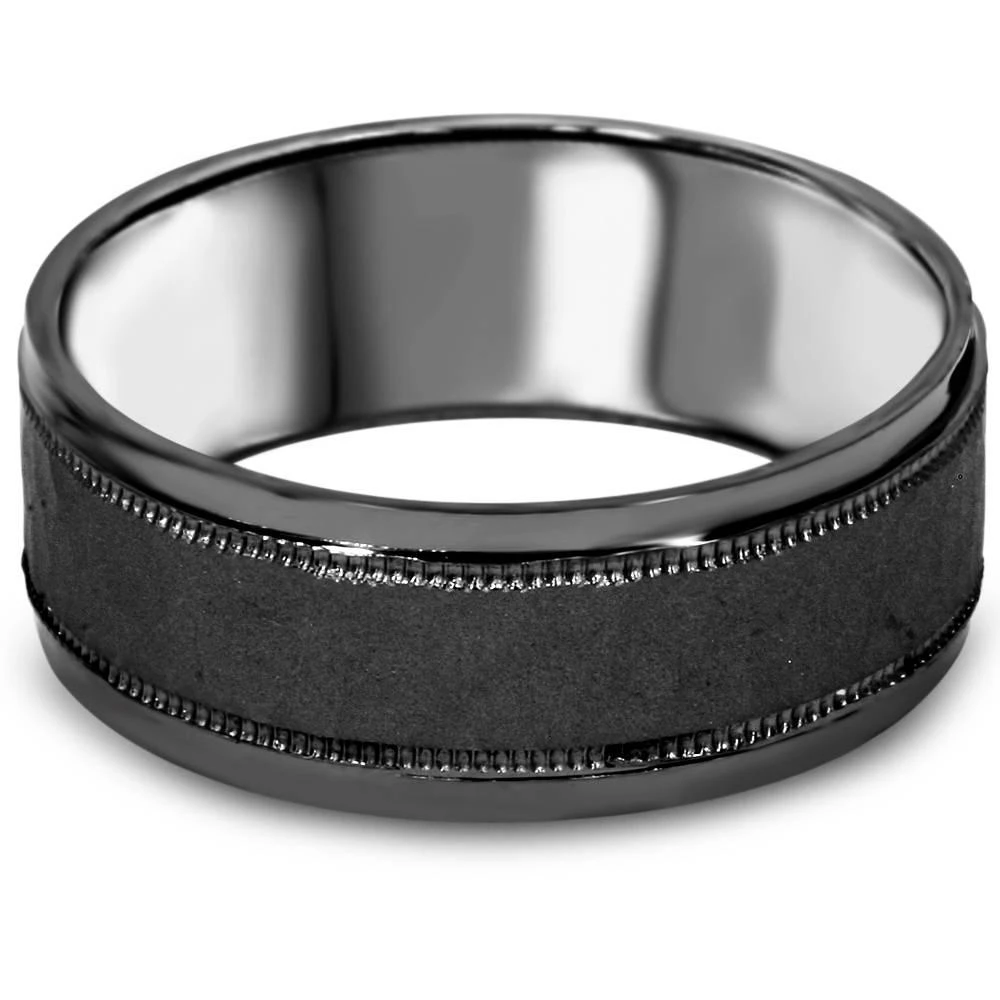 Pompeii3 8mm Hammered 10K Black Gold Mens Wedding Band Size Selectable 2