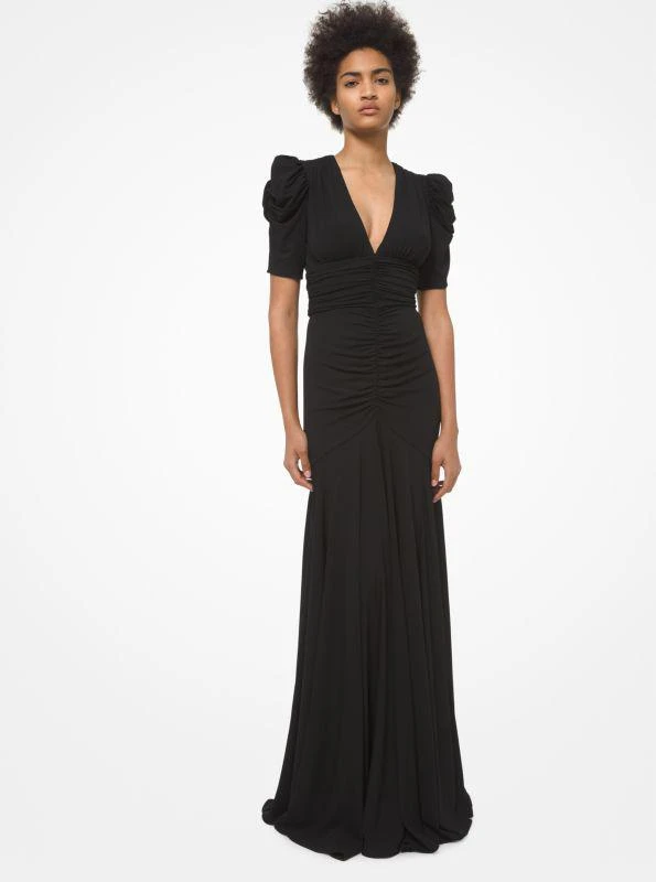 Michael Kors Ruched Stretch Matte Jersey Gown 1