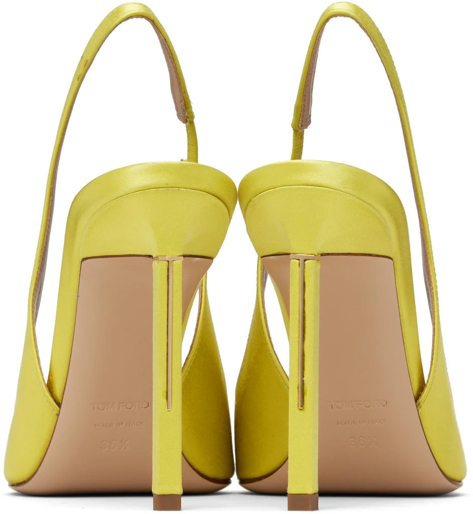 Tom Ford Yellow Satin T Slingback Heels 2