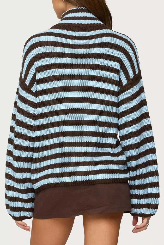 Edikted Edikted High Neck Striped Zip Up Sweater 5
