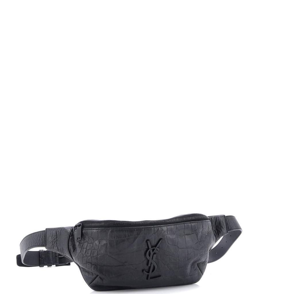 Yves Saint Laurent Classic Monogram Belt Bag Crocodile Embossed Leather