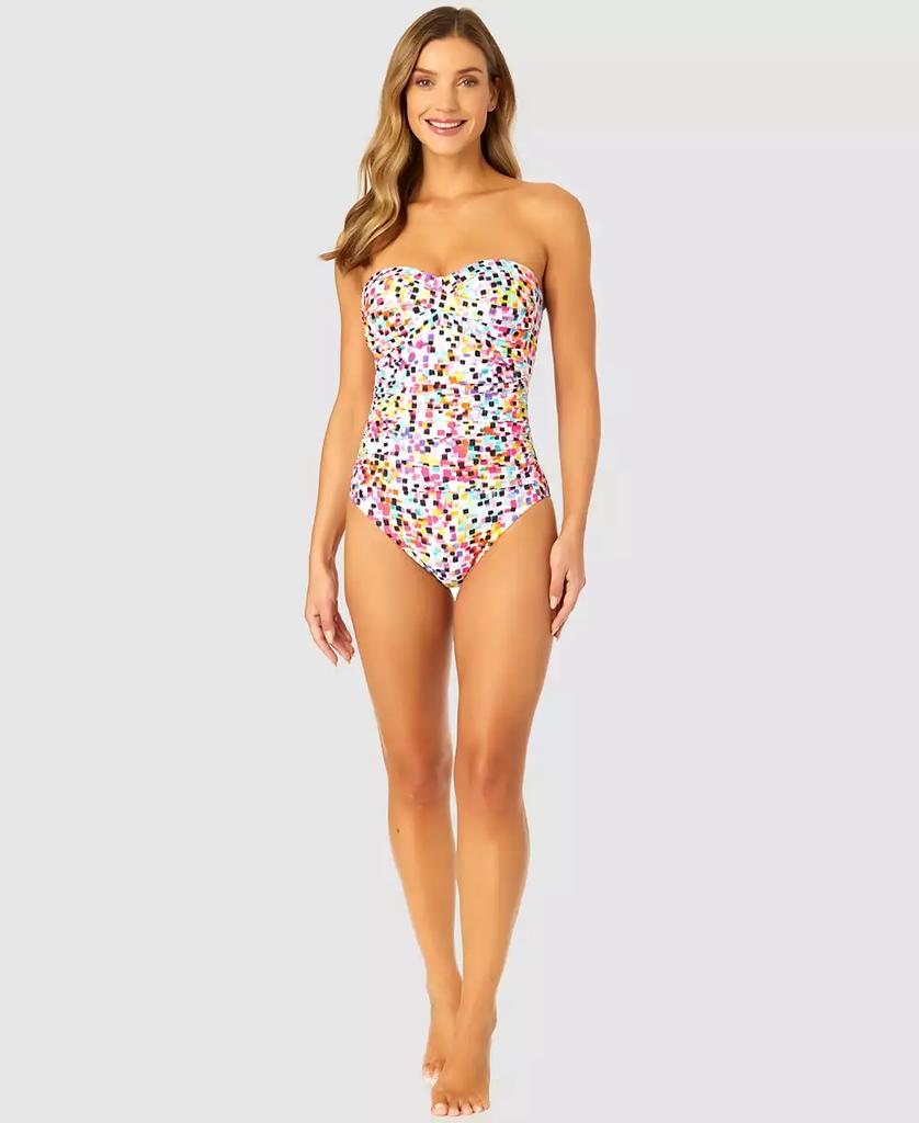 Anne Cole Women's Abstract Dot Twist-Front Bandeau One-Piece Swimsuit