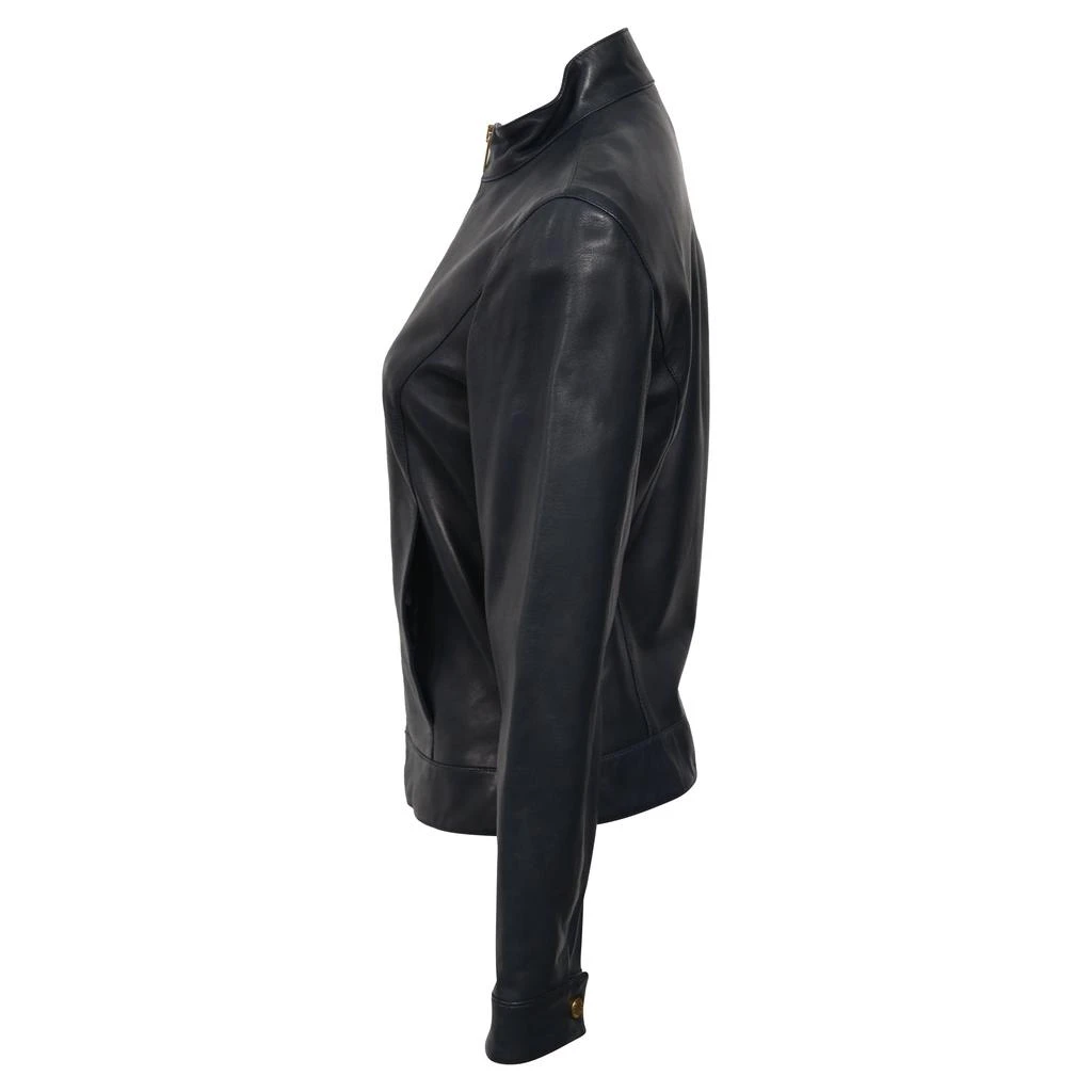 Michael Kors Zipped Jacket in Navy Blue Leather 2