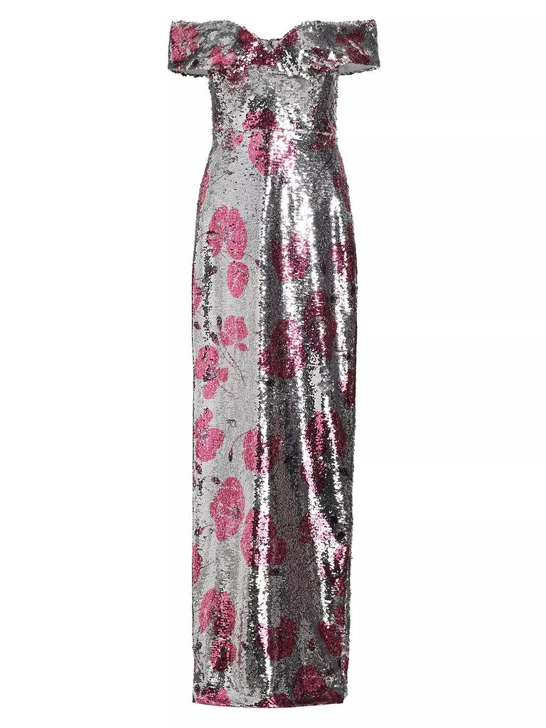 Monique Lhuillier Estelle Sequin Off-The-Shoulder Gown 1