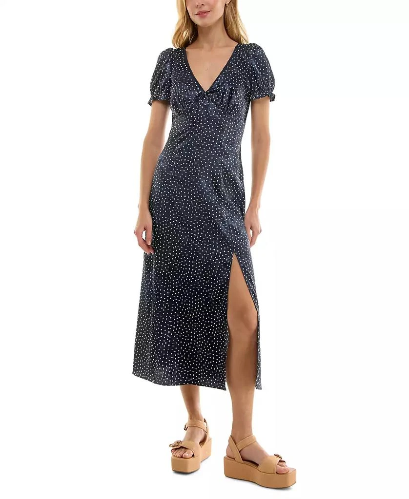 Crystal Doll Juniors' Printed Jacquard Satin Midi Dress 3
