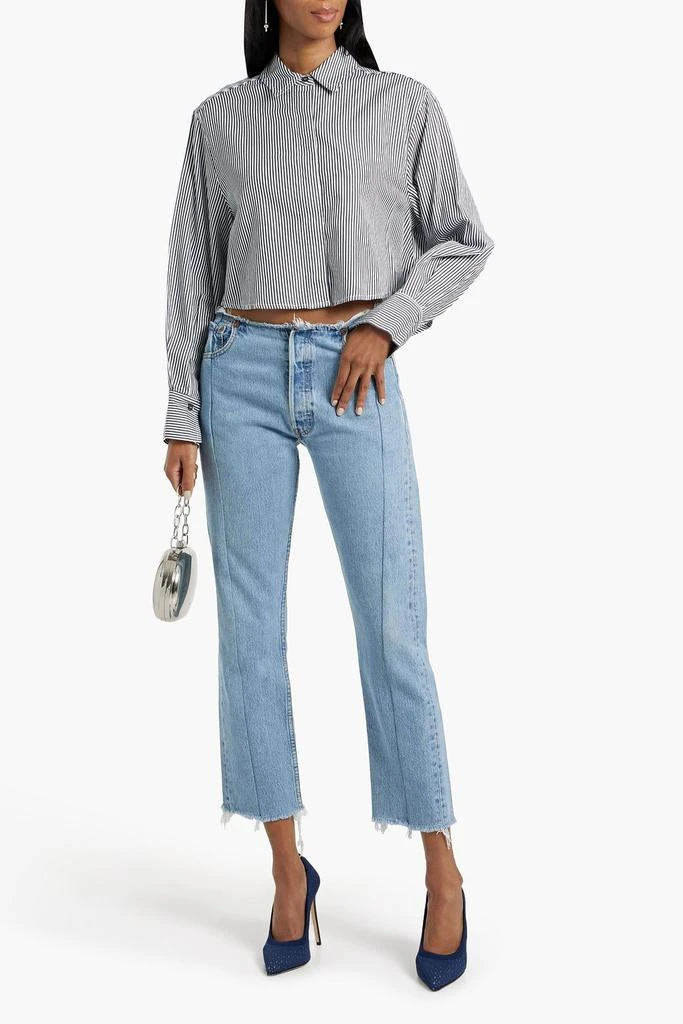 SIMKHAI Renata cropped striped cotton-poplin shirt 2
