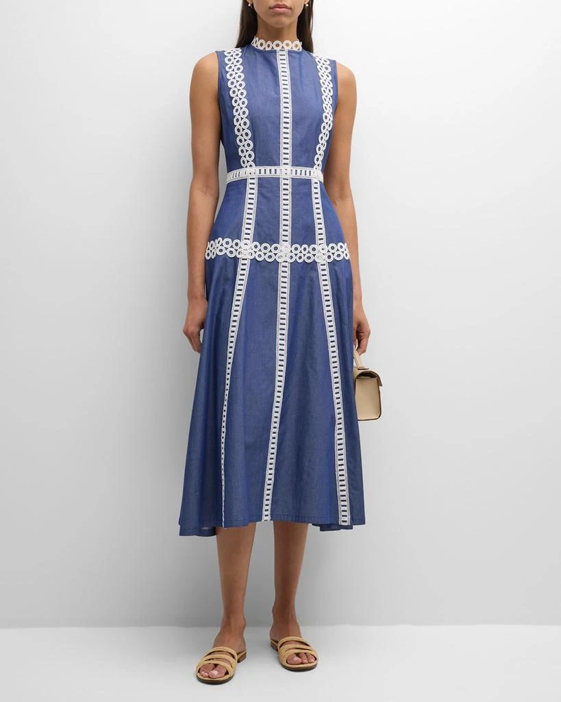 Misook Woven Eyelet-Trim Cotton Maxi Fit & Flare Dress - Modern Fit 3