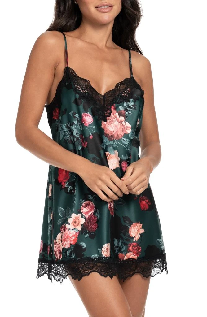 In Bloom Floral Lace Trim Satin Chemise 1