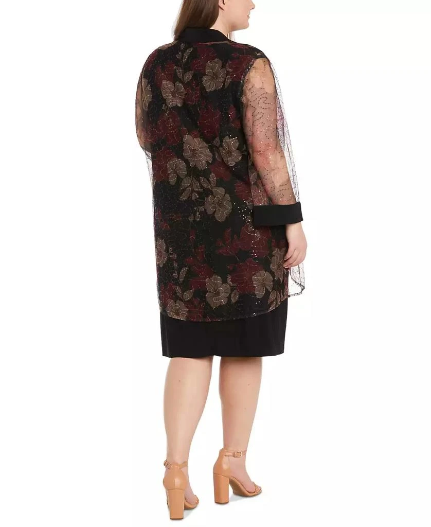 R & M Richards Plus Size Sheer Jacket & Knee-Length Dress 3