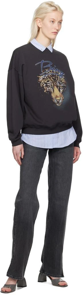 ANINE BING Black Harvey Leopard Sweatshirt 4