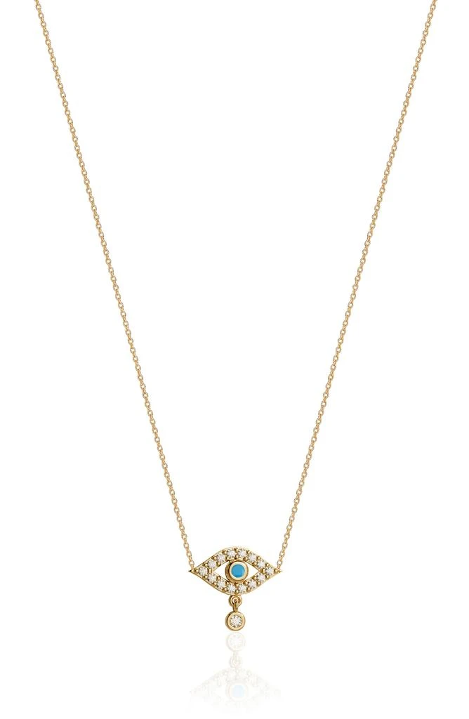Gabi Rielle Mini Evil Eye Turquoise & CZ Pendant Necklace 1