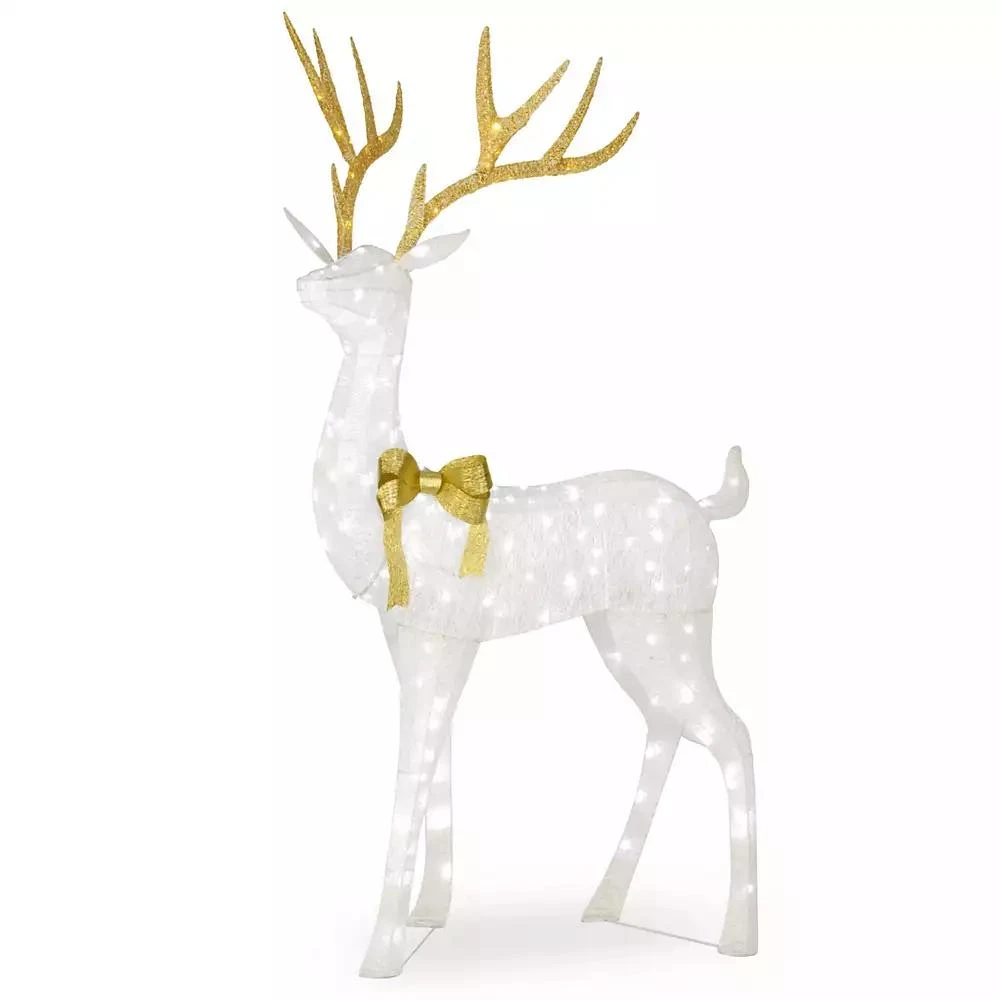 National Tree Company 75" Pre-lit Crystal White Standing Buck
