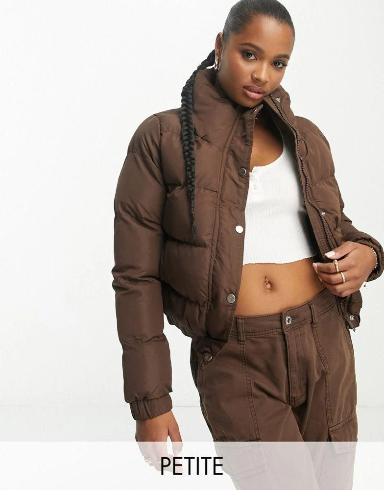 Brave Soul Brave Soul Petite puffer jacket in chocolate brown 1