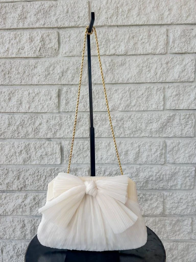 Loeffler Randall Rayne Pleated Bow Clutch In Pearl 2