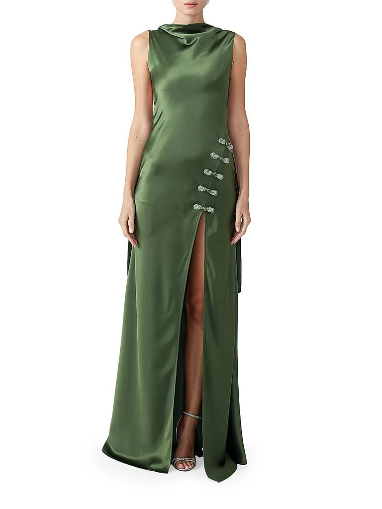 SAU LEE Priscilla Satin Open-Back Gown 3