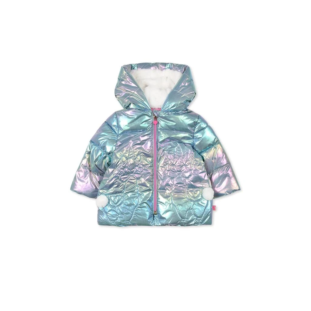 Billieblush Multicolour Down Jacket For Baby Girl With Pom Poms 1