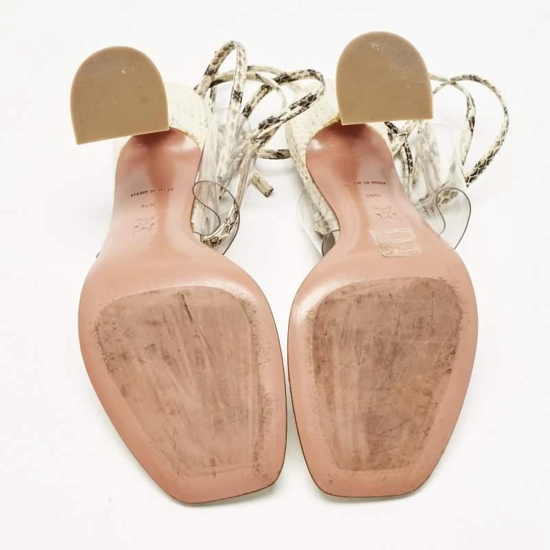 Amina Muaddi Amina Muaddi Cream/Beige Water Snakes and PVC Zula Sandals Size 38.5 6