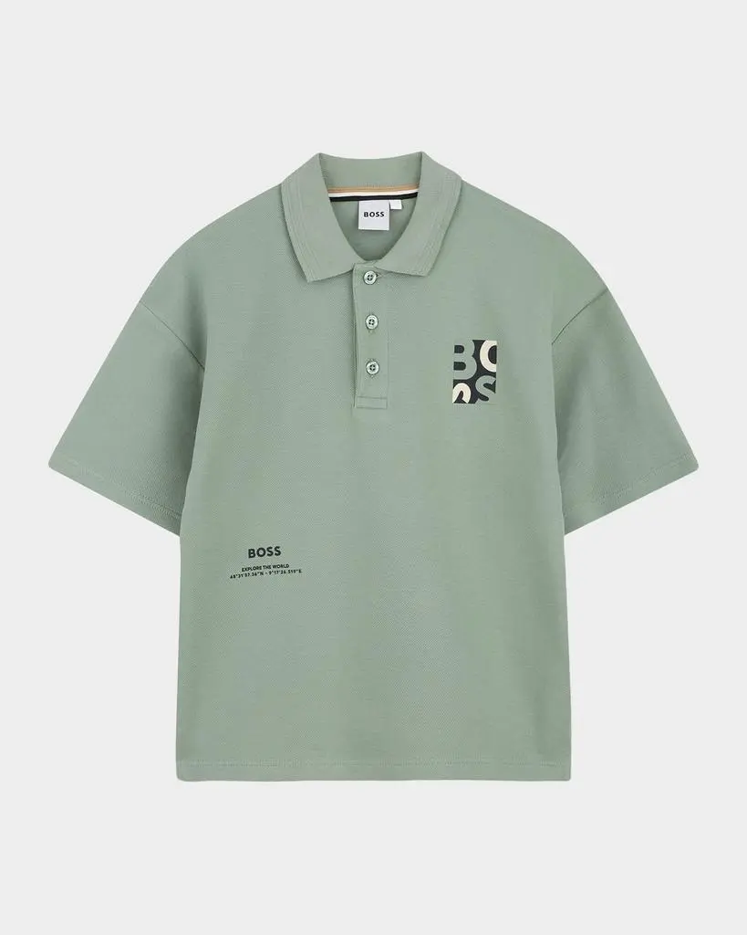 Hugo Boss Boy's Stretch Cotton Short-Sleeved Polo Shirt, Size 4-6