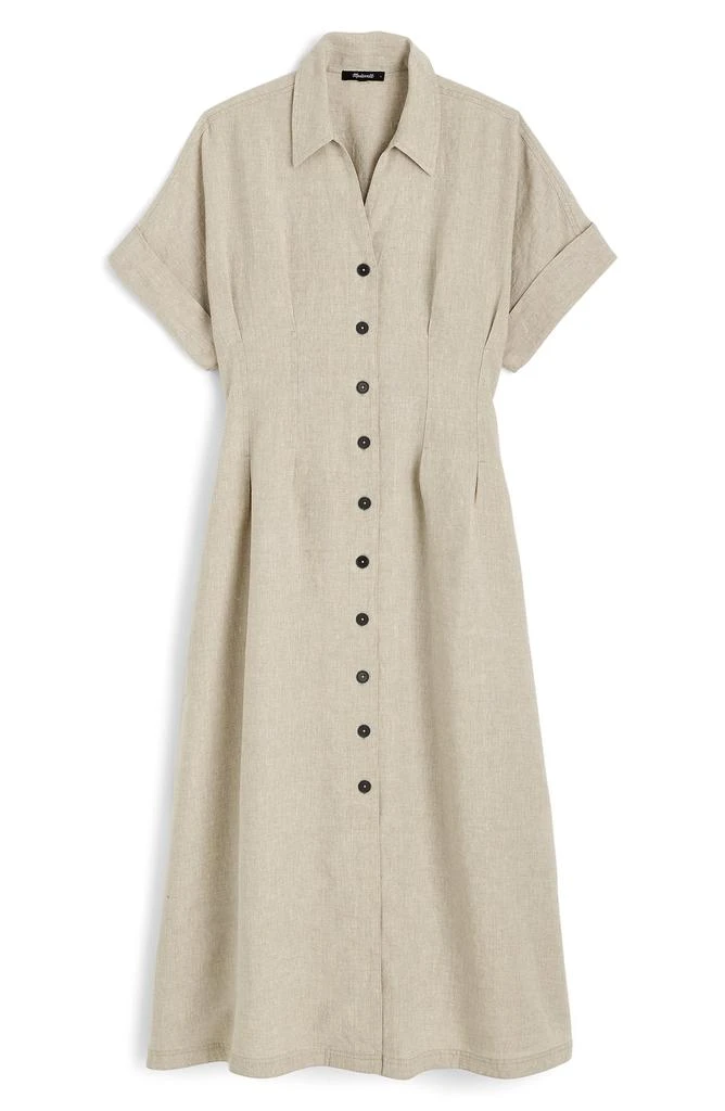 Madewell Pleated Button Front Linen Midi Shirtdress 4