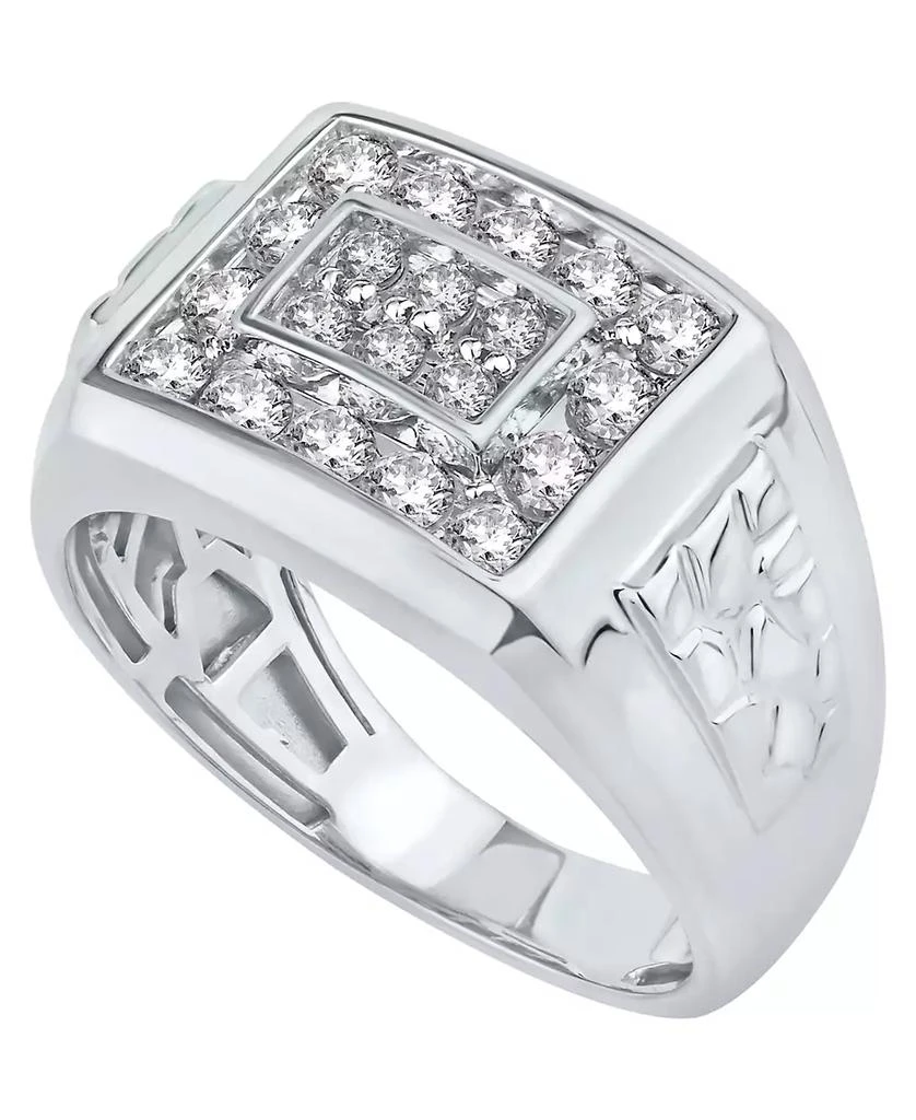 Macy's Men's Diamond Cluster Nugget Detail Ring (1 ct. t.w.) in 10k White Gold 1