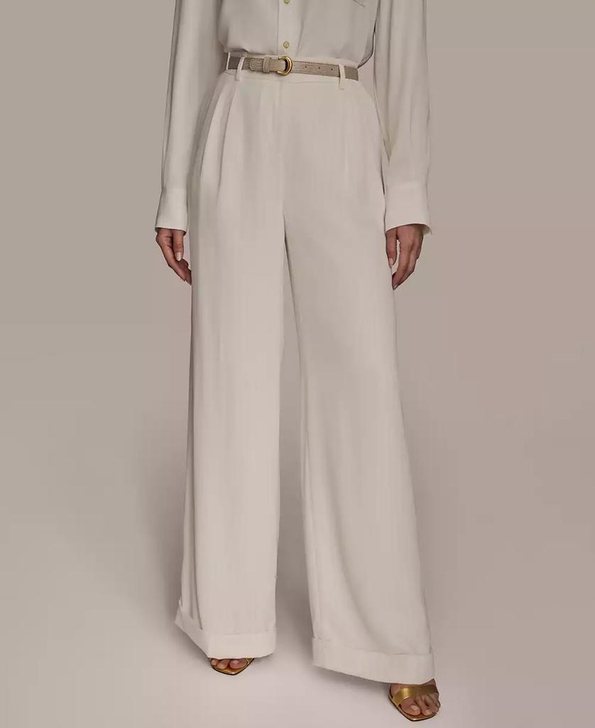 Donna Karan Women's Pinstripe Wide-Leg Belted Pants, Regular & Petite